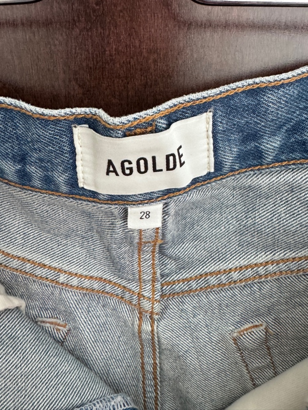 Agolde Light Blue High-Rise Denim Cutoff Shorts - Picture 7 of 8